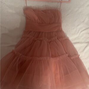 Francesca's Collections Peach Strapless Tulle Dress